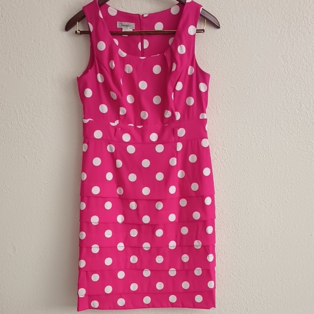 dressbarn Fuchsia Polka Dot Mini Dress Size 12